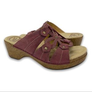 Dansko Nubuck Leather Slip On Heel Sandals